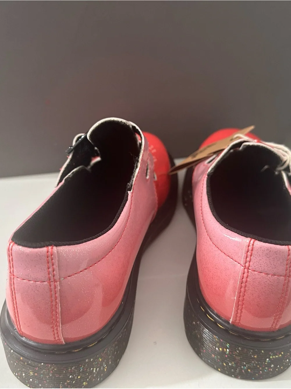 Dr. Martens Pink and Red Heart Mary Jane Kids Shoes